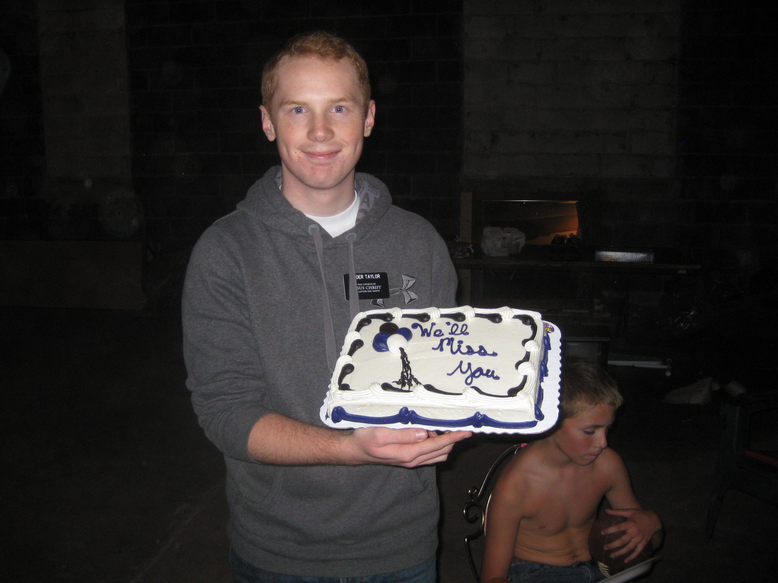 A family threw him a going away party when he got transferred, complete with cake..