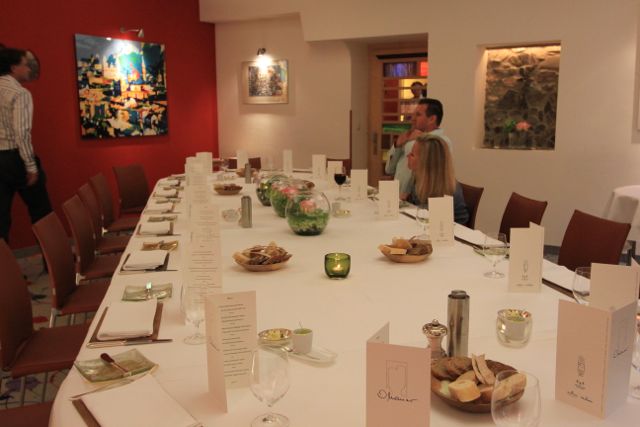 Our table is set for our three and a half hour nine course dinner.  I am just going to say one thing about this meal and the chef's...it's possible that it is sort of like the story of the emperor's new clothes....calf knuckle and goose liver? 