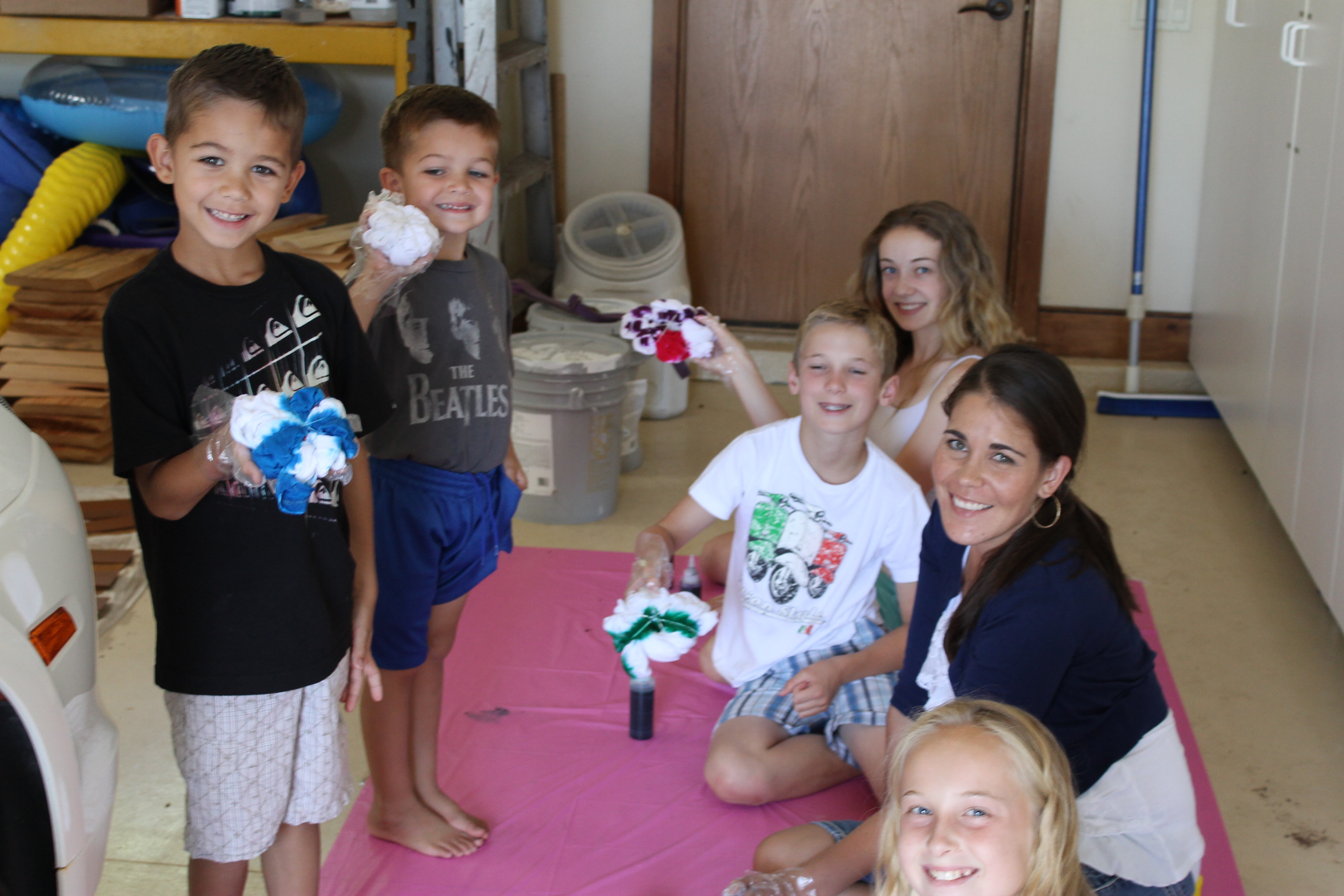 Tie dying shirts.