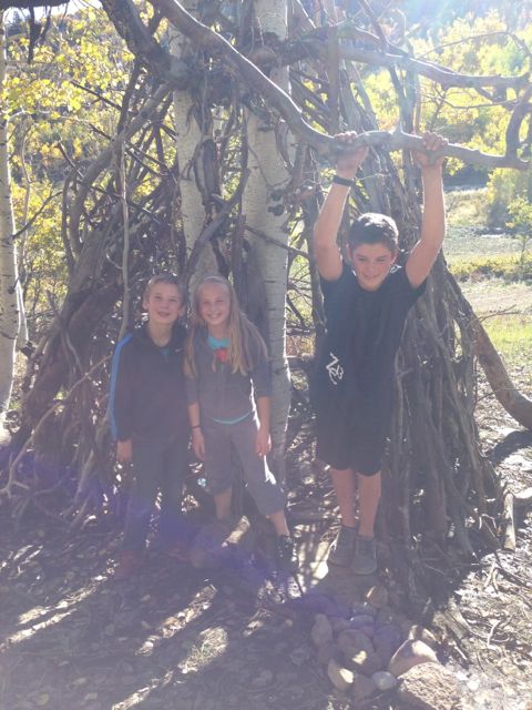 10/6/13 Gandolph & the hobbits in their t-pee lair they spent the entire day Sunday building!